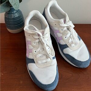 Asics White and Blue Sneakers Classic Athletic Design